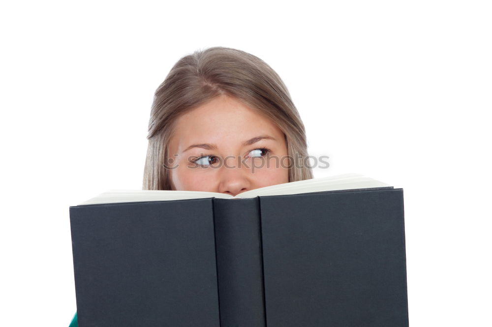 Similar – Image, Stock Photo Woman reads in a book