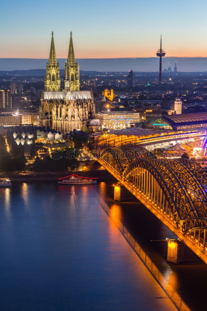 Similar – Cologne evening Skyline