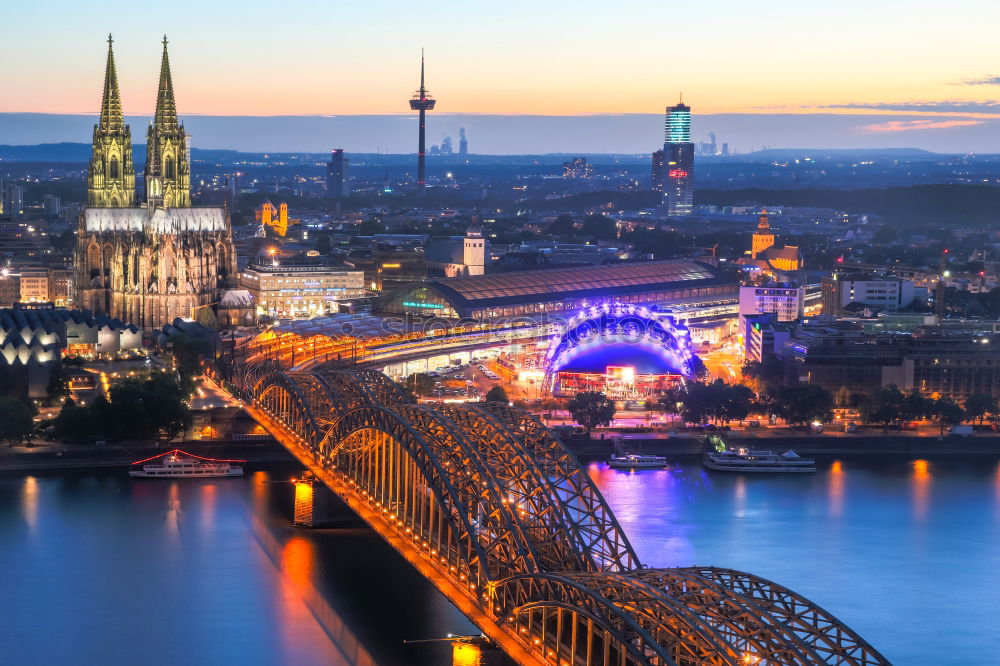 Similar – Cologne evening Skyline