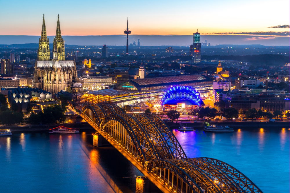 Similar – Cologne evening Skyline