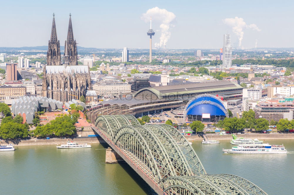 Similar – Cologne evening Skyline