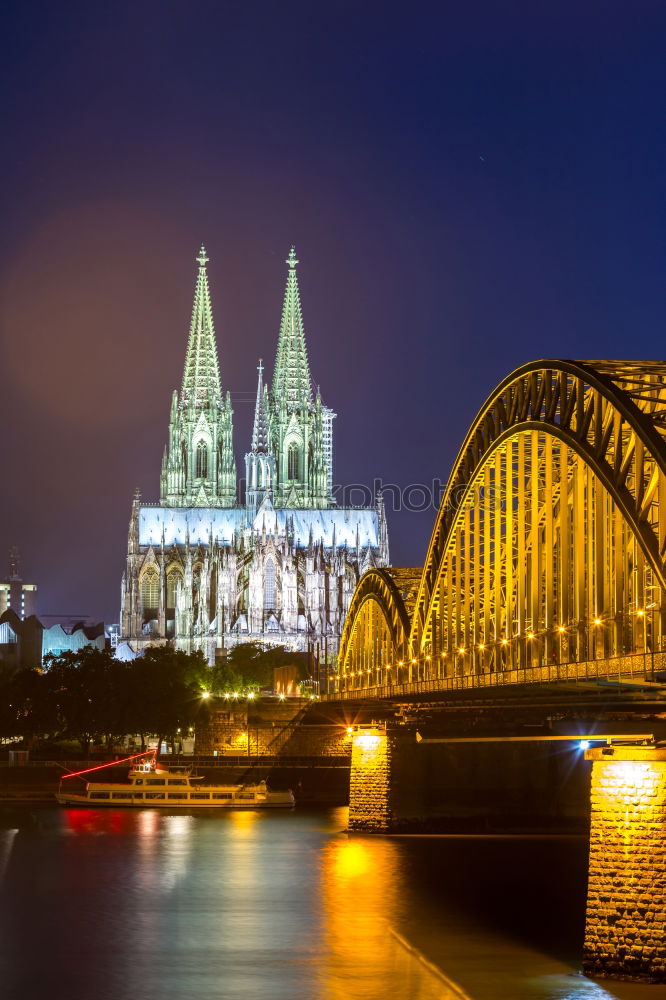 Similar – Cologne Cathedral, Rhine and Hohenzollern Bridge at night