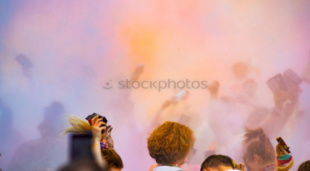 Similar – Image, Stock Photo Girls making fun and play with Color powder