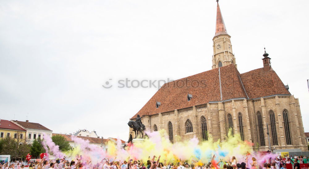 Similar – many rainbow flags of the queer community at the CSD in Cologne. Cologne Cathedral in the background