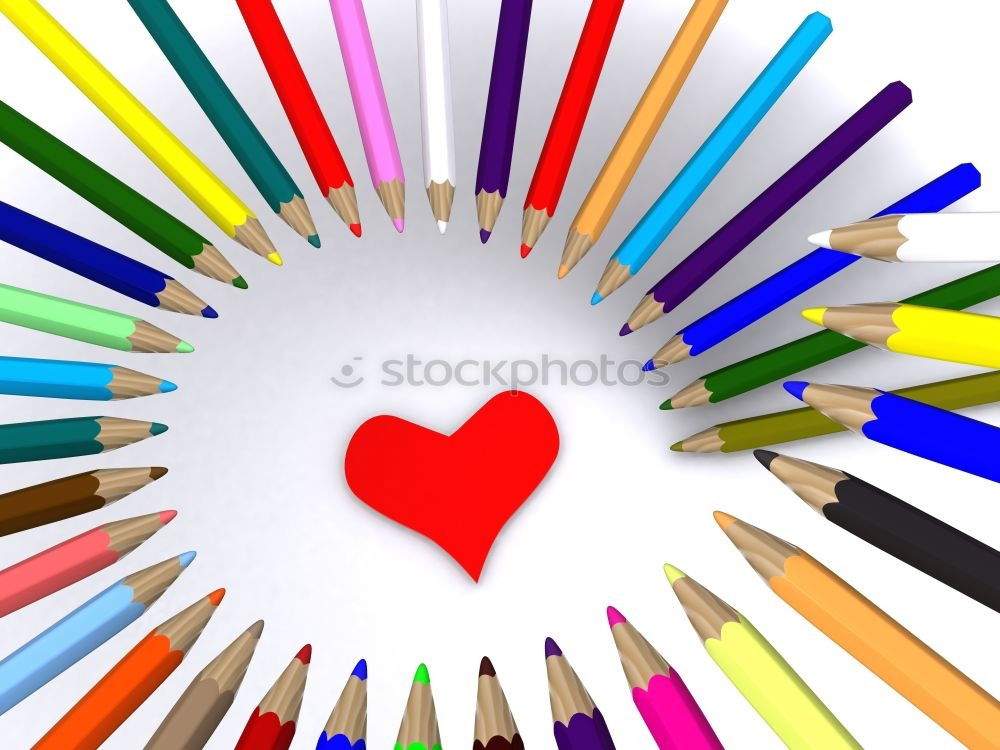 Image, Stock Photo Idea sharing concept, multicolored pencils on blue background