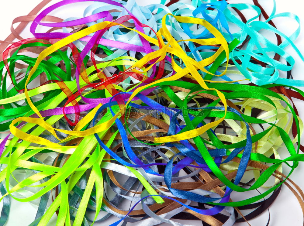 Similar – three coloured scissors in a round wire container in front of a yellow background