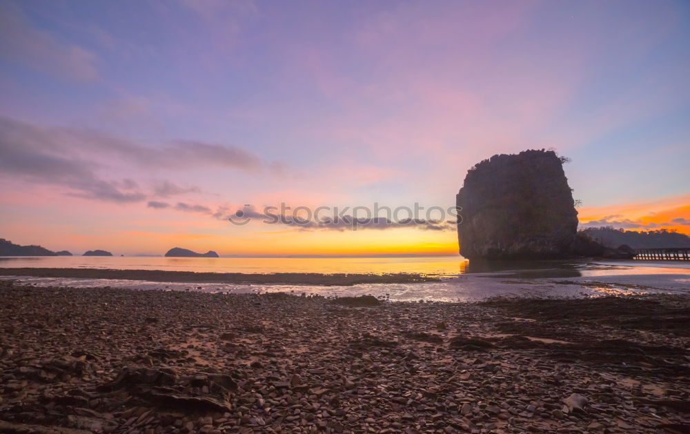 Image, Stock Photo Coast and calm sea in evening