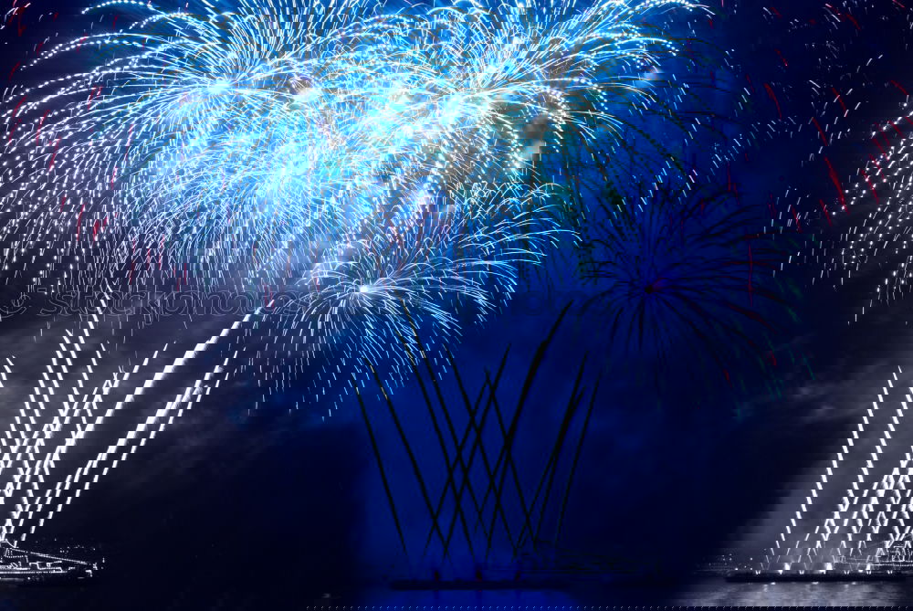 Similar – Image, Stock Photo Blue colorful fireworks on the black sky