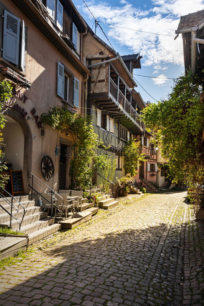 Similar – Image, Stock Photo Backlit street in Lisbon I