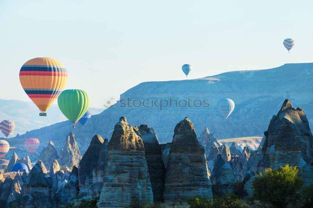 Similar – Image, Stock Photo Birds and hot air balloons above Bagan