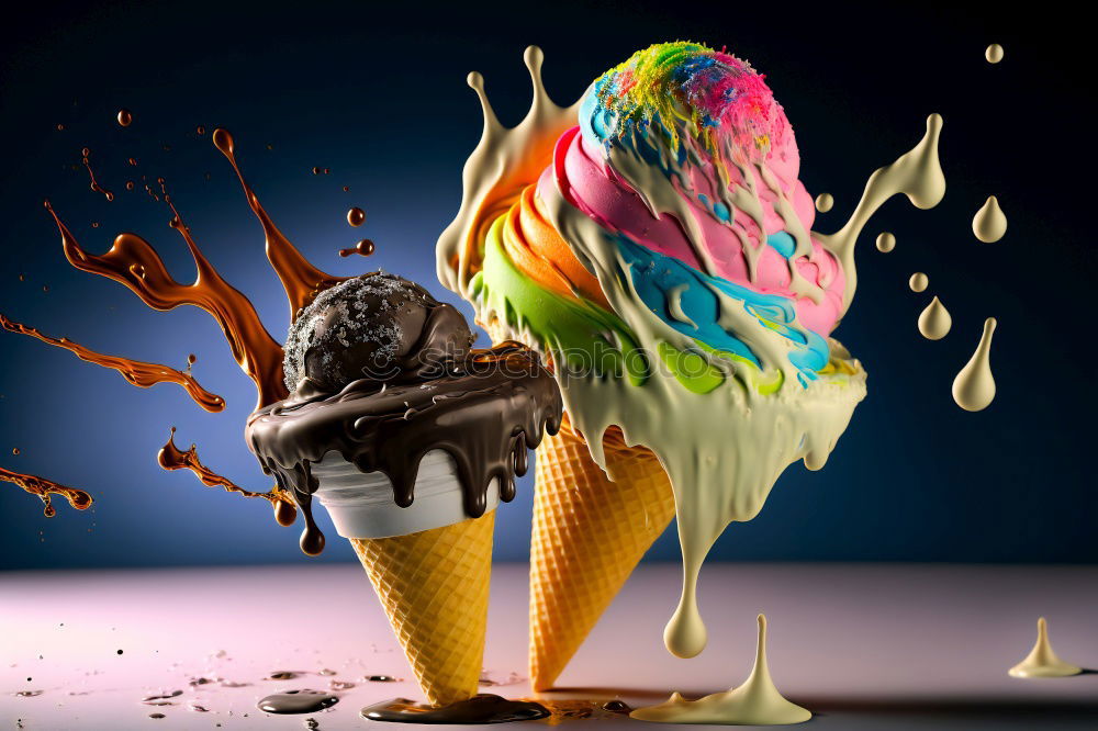 Similar – Board sign saying Italian Ice Cream with hand holding ice cream