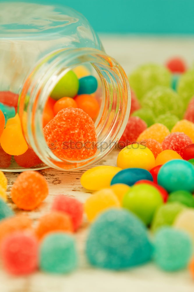 Image, Stock Photo Colorful jelly beans of different sizes close to wallpaper