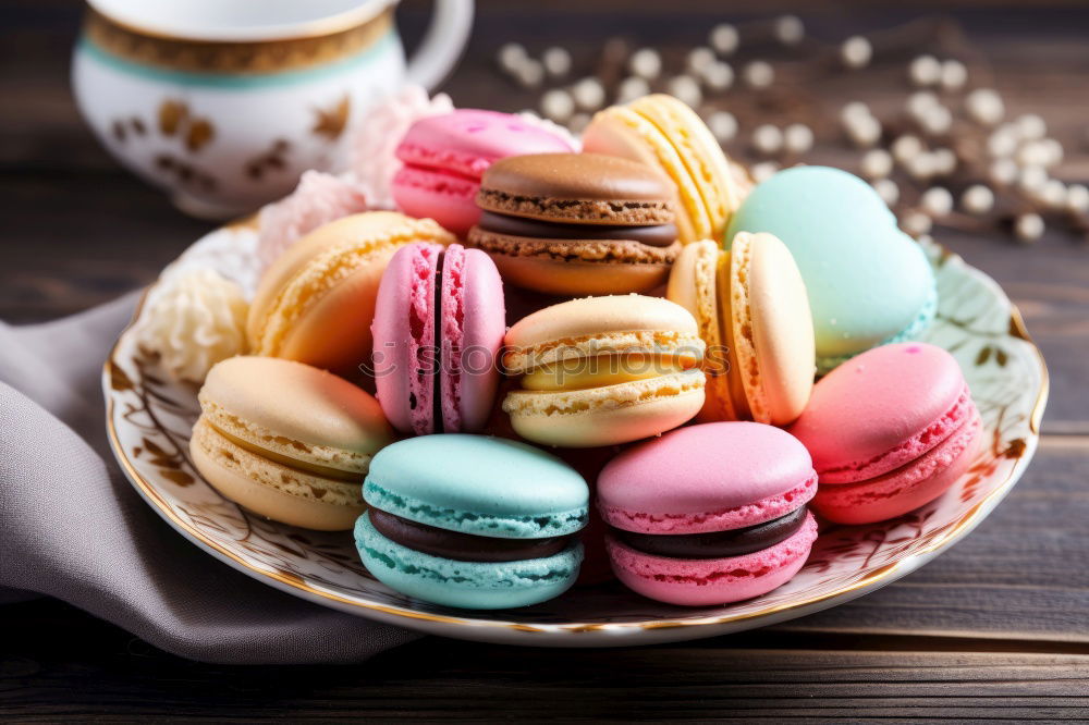 Similar – Image, Stock Photo Chocolate, coffee and vanila macarons