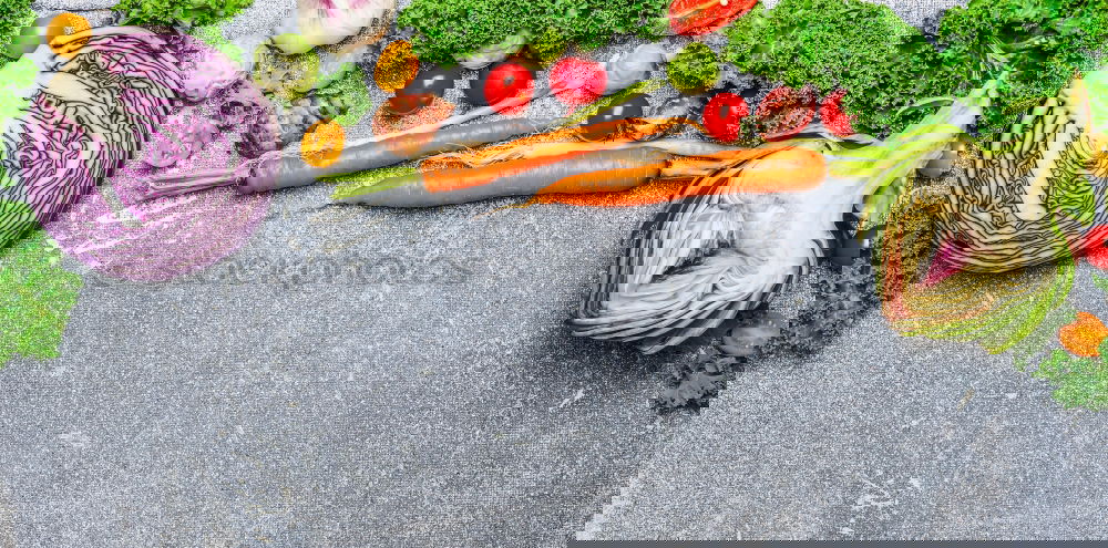 Similar – Image, Stock Photo Red cabbage and vegetable ingredients for cooking