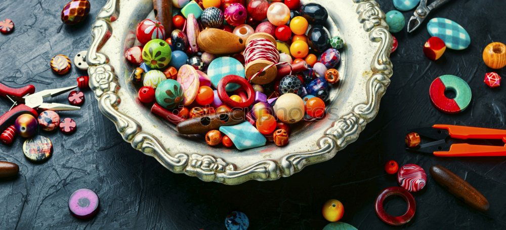 Similar – Image, Stock Photo Colorful beads in wooden bowls