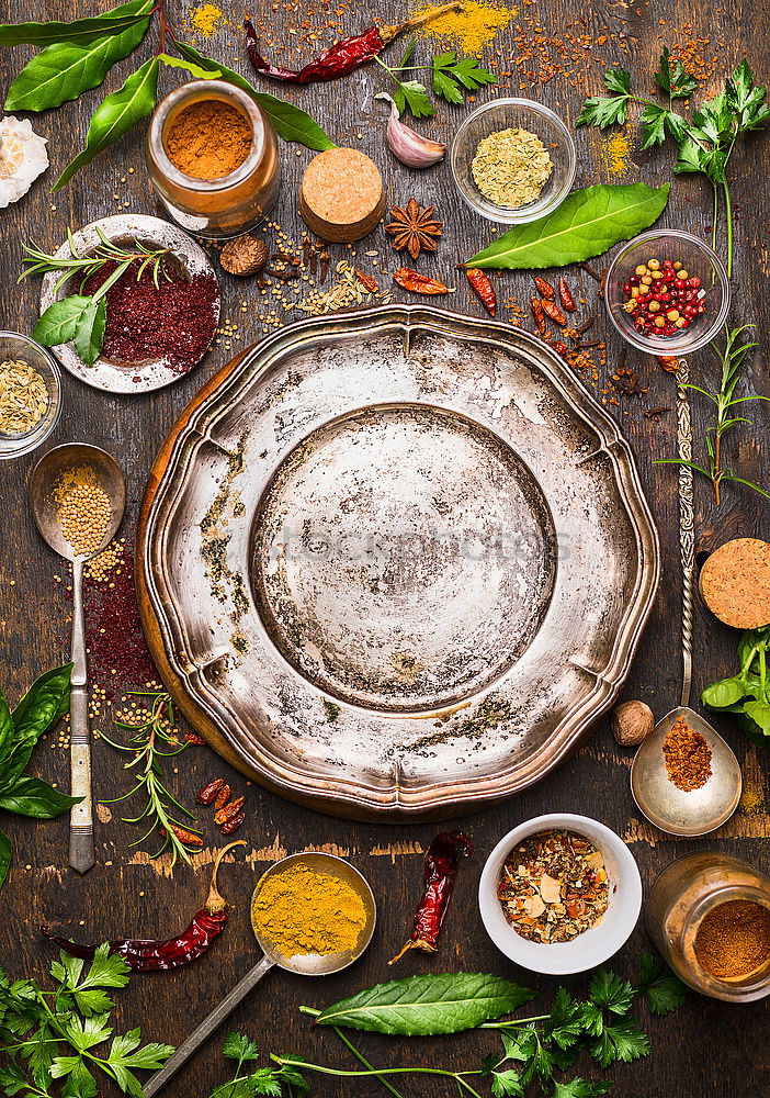 Image, Stock Photo Oriental spices around the empty plate