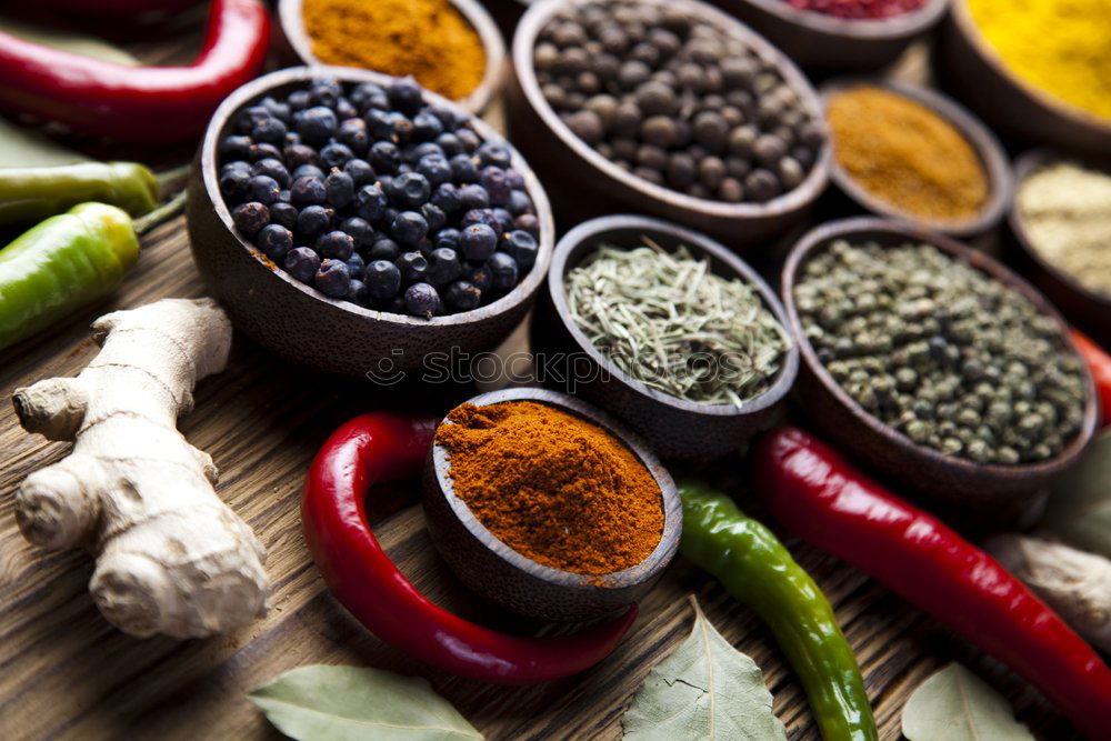 Similar – Set of various spices on table