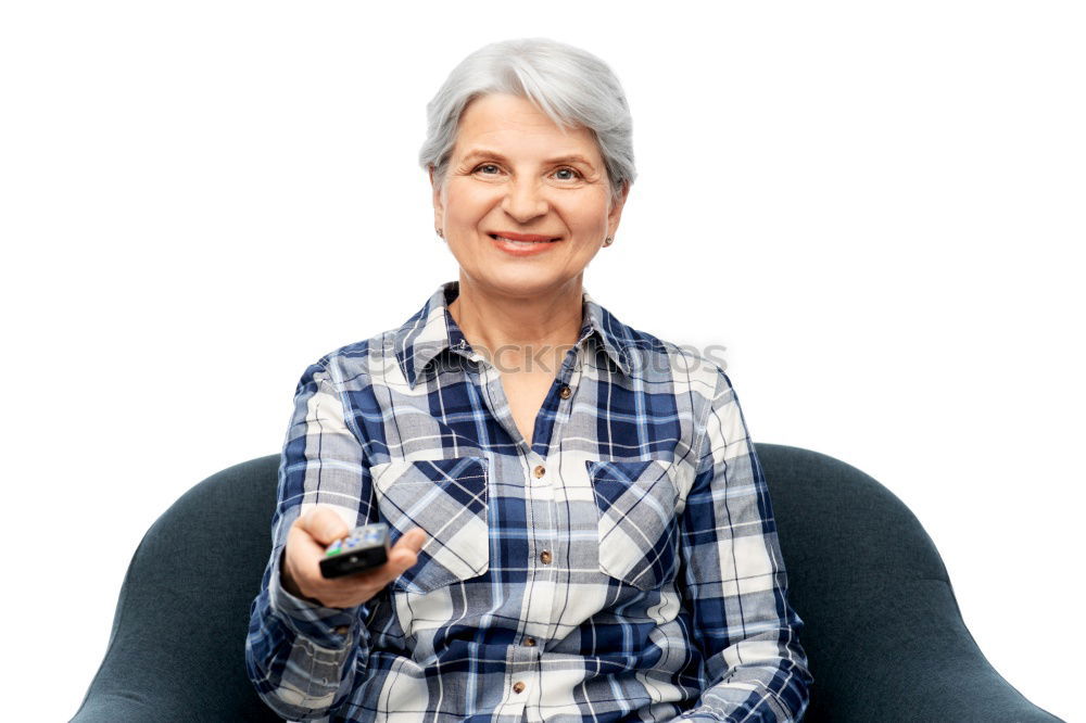 Similar – Image, Stock Photo Happy elderly woman on the mobile phone