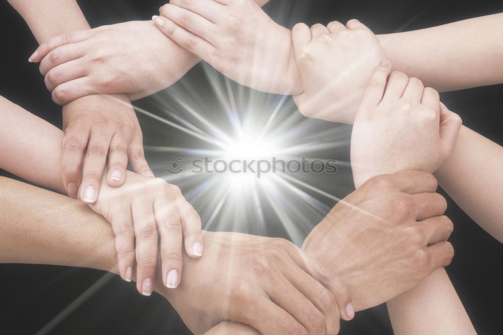 Similar – Image, Stock Photo Multiracial young people putting their hands together