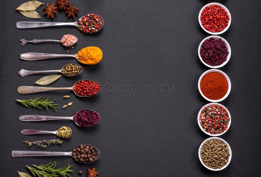 Similar – Image, Stock Photo Set of various spices on table