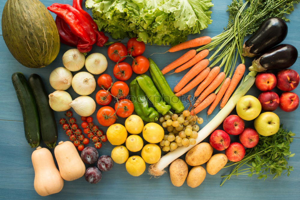 Similar – Linen sack with assorted vegetables on table