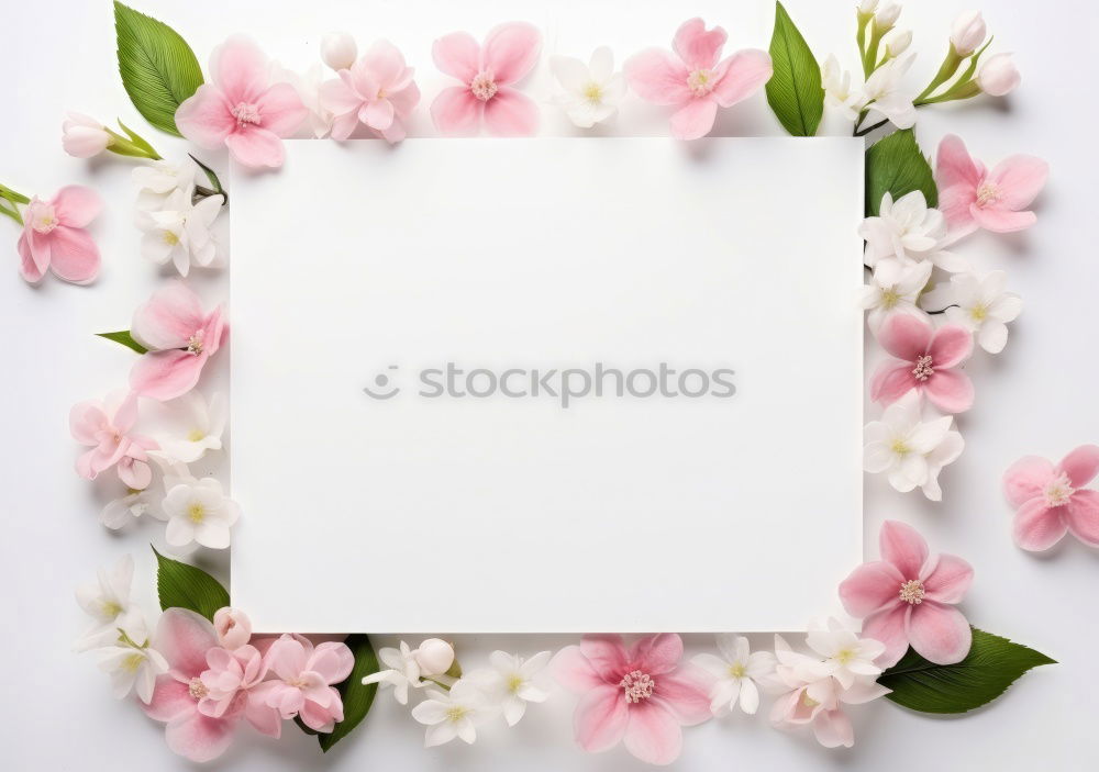 Similar – White blank card with pastel flowers and ribbon