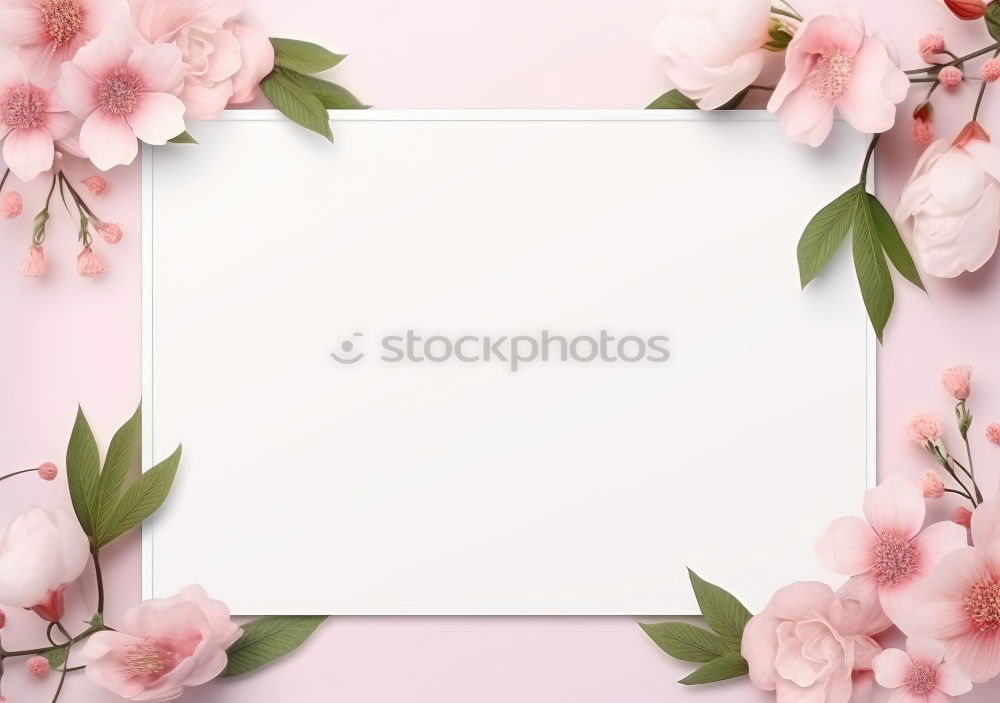 Similar – White blank card with pastel flowers and ribbon