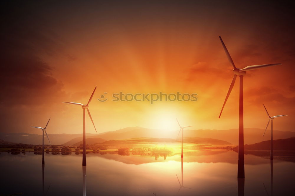 Similar – Image, Stock Photo Windmills at sunset