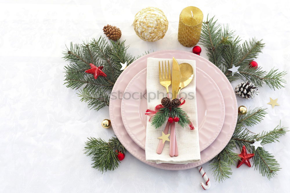 Similar – Image, Stock Photo christmas place setting and aquamarine and gold colors