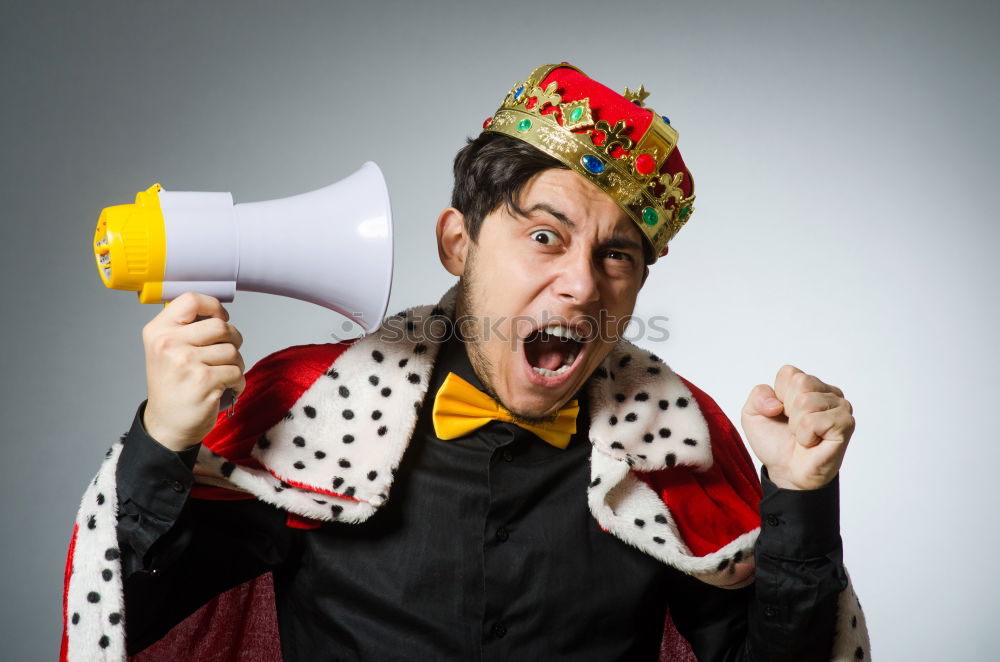 Similar – Image, Stock Photo boy with a megaphone at christmas on black background