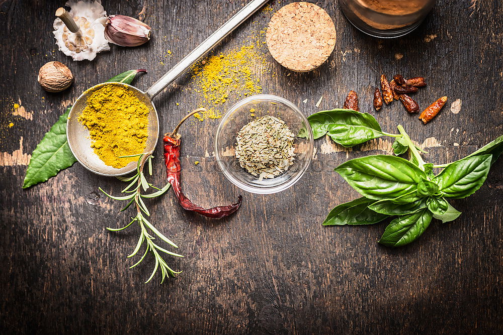 Similar – Image, Stock Photo Spices and oil on table