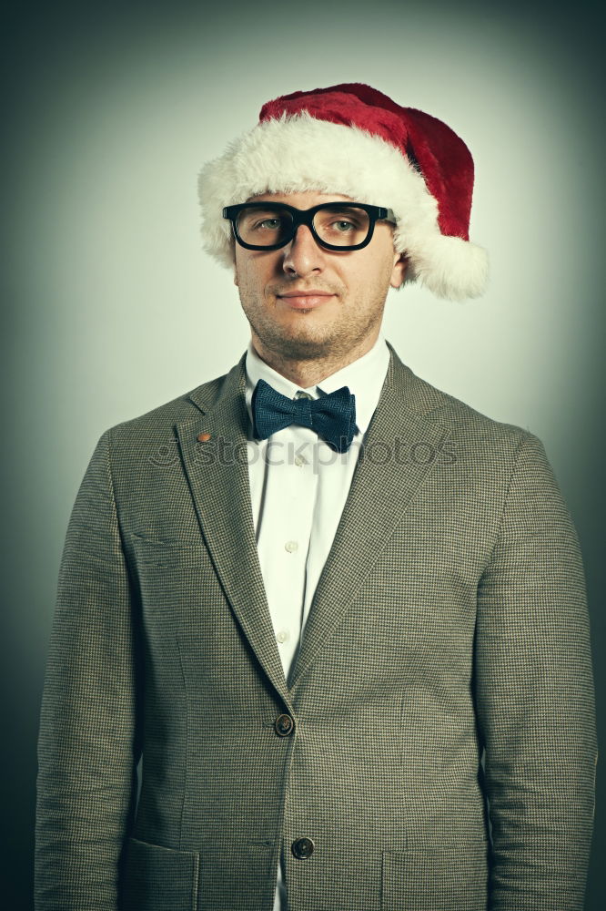 Similar – funny man at christmas on black background