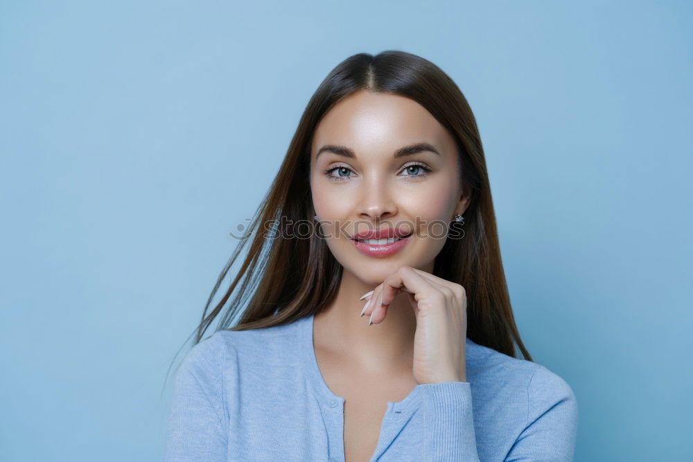 Similar – Image, Stock Photo Happy young woman seating in a restaurant