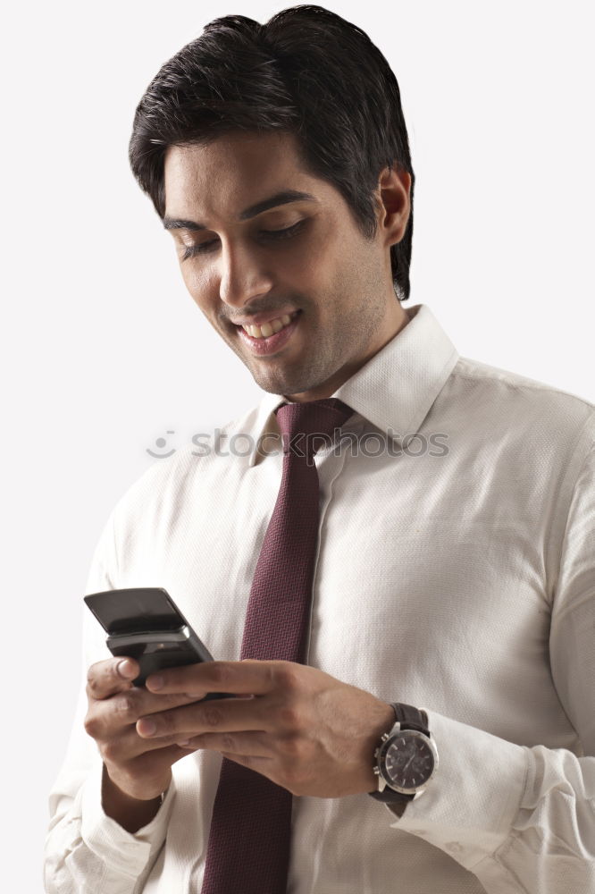 Similar – Image, Stock Photo Businessman Texting on his Phone in the Street