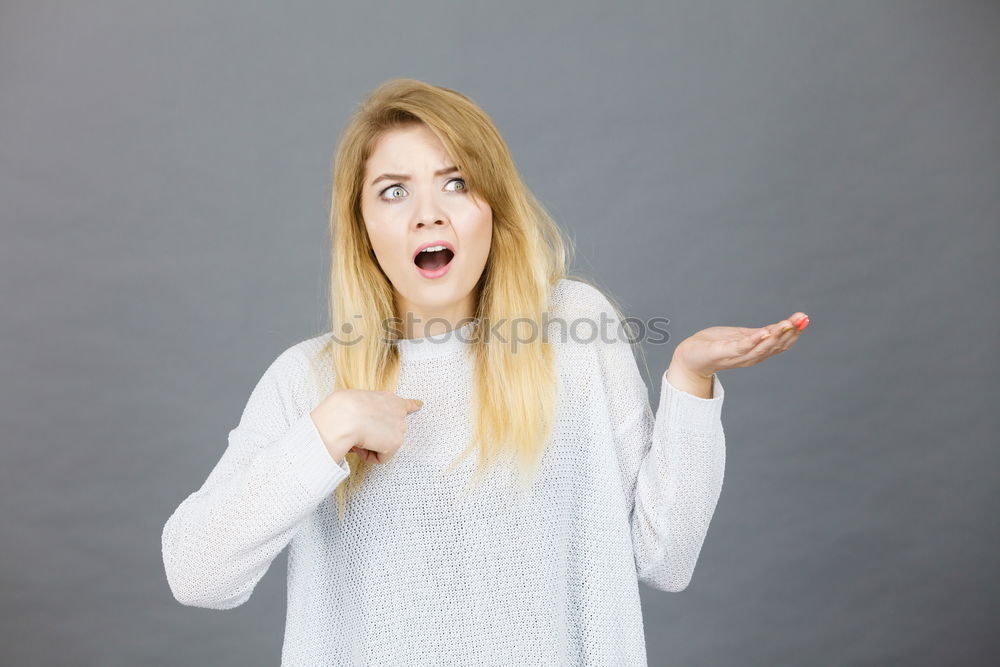 Similar – Image, Stock Photo Close-up portrait of young funny woman