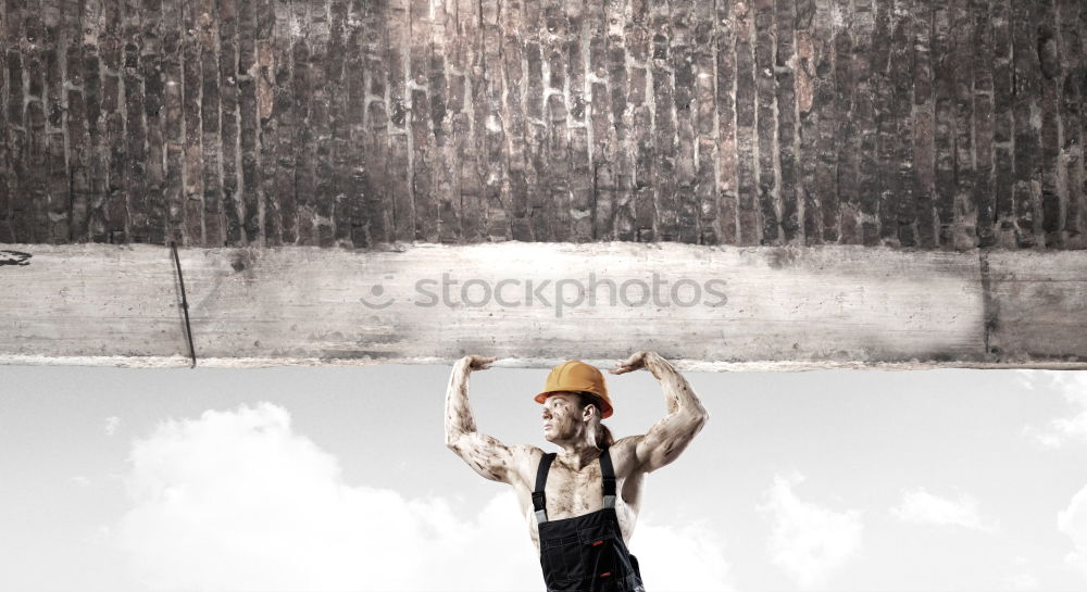 Similar – Young cheerful woman waving a blue flag