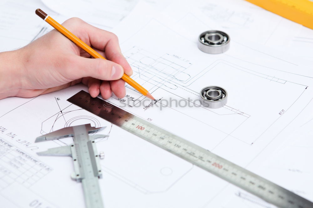 Similar – Image, Stock Photo Architect or planner working on drawings for construction