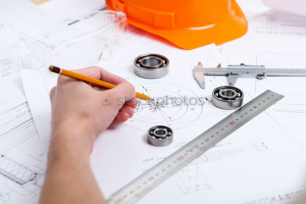 Similar – Image, Stock Photo Architect or planner working on drawings for construction