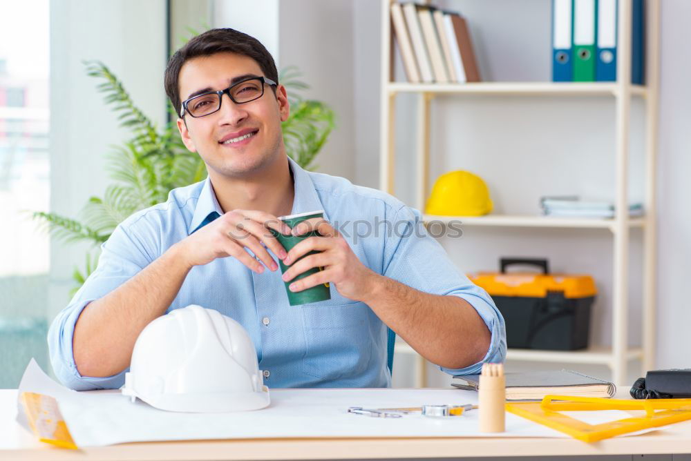 Similar – Image, Stock Photo Happy young man seating in a restaurant