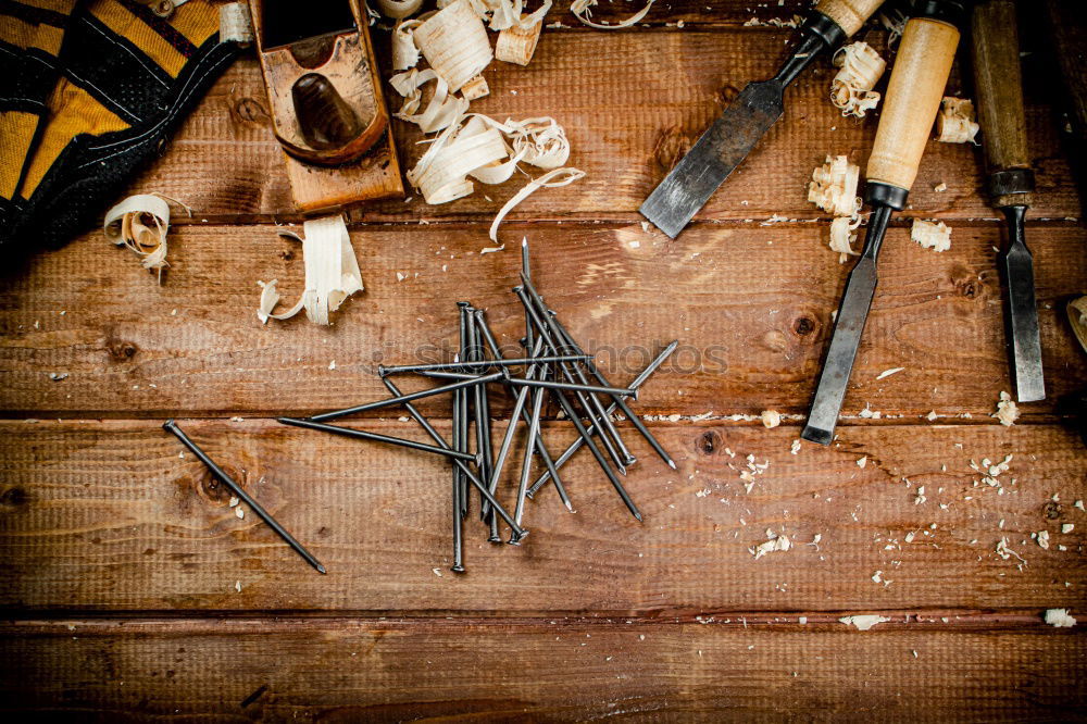 Similar – Holzbearbeitungswerkzeuge auf Holztisch