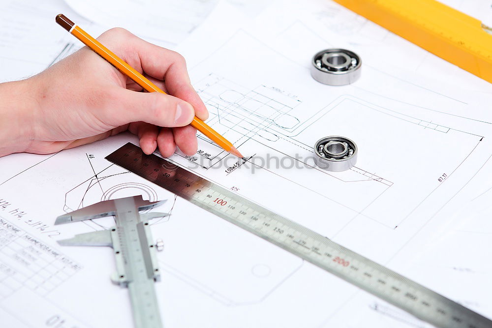 Similar – Image, Stock Photo Architect or planner working on drawings for construction