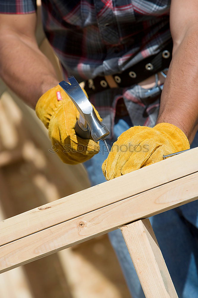 Similar – Image, Stock Photo Hammer in male hands on the construction site