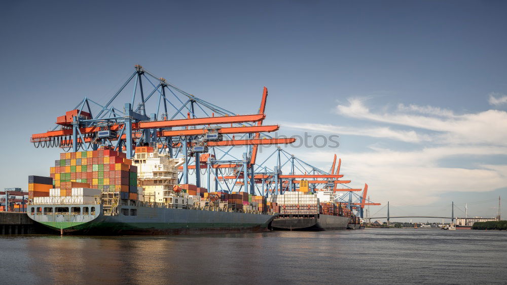 Similar – Ships in the container port of Hamburg