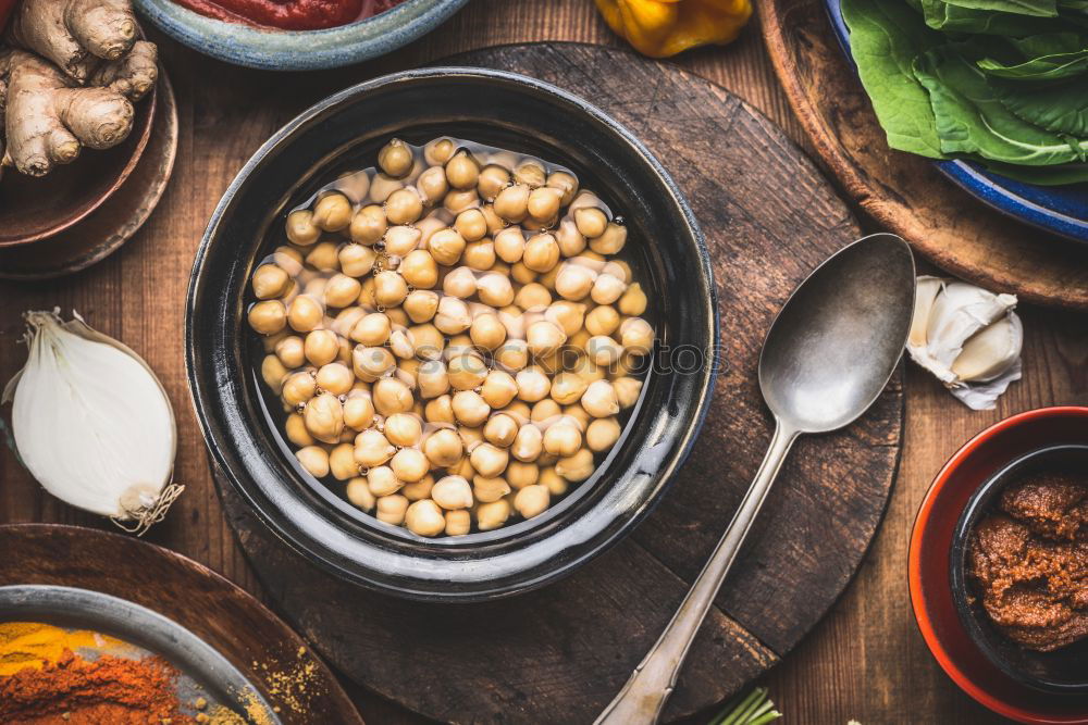 Similar – Chick peas with vegetarian cooking ingredients.