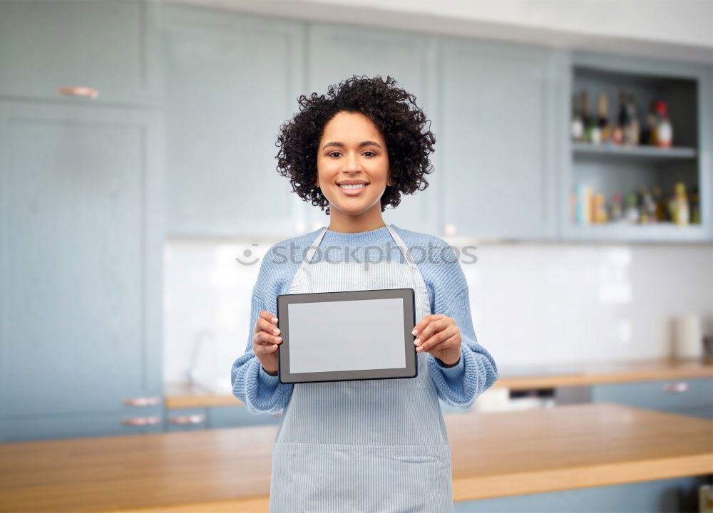 Similar – Image, Stock Photo Young woman with very short haircut with smart phone