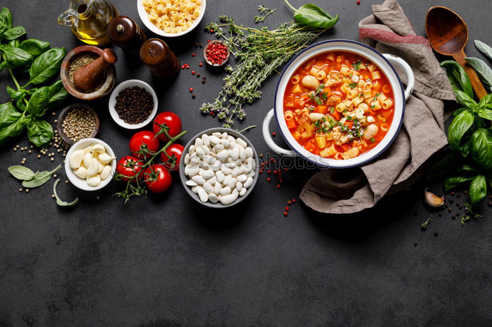 Similar – Vegetarian tortellini on the kitchen table with ingredients