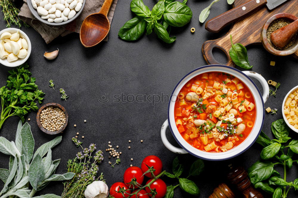 Similar – Image, Stock Photo Vegan lentil soup in bowl with spoon