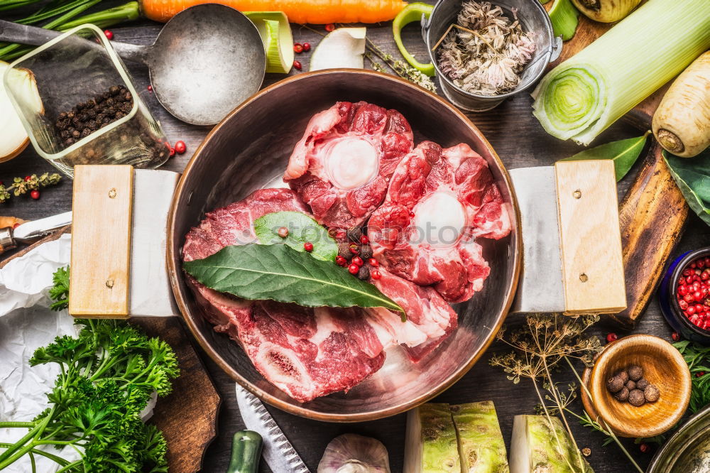 Image, Stock Photo Saucepan with soupmeat and vegetables