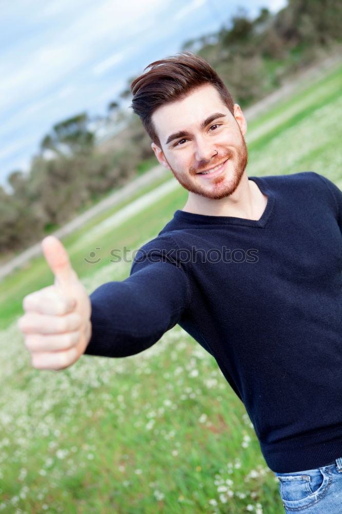 Similar – Image, Stock Photo sports man is taking brake at running track