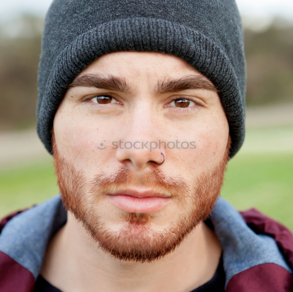 Cool handsome guy with piercing